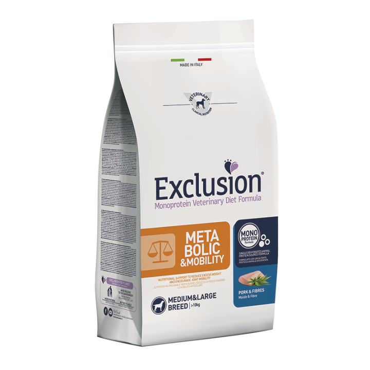 Exclusion Diet Metabolic & Mobility Medium/Large Breed Maiale e Fibre 12 kg
